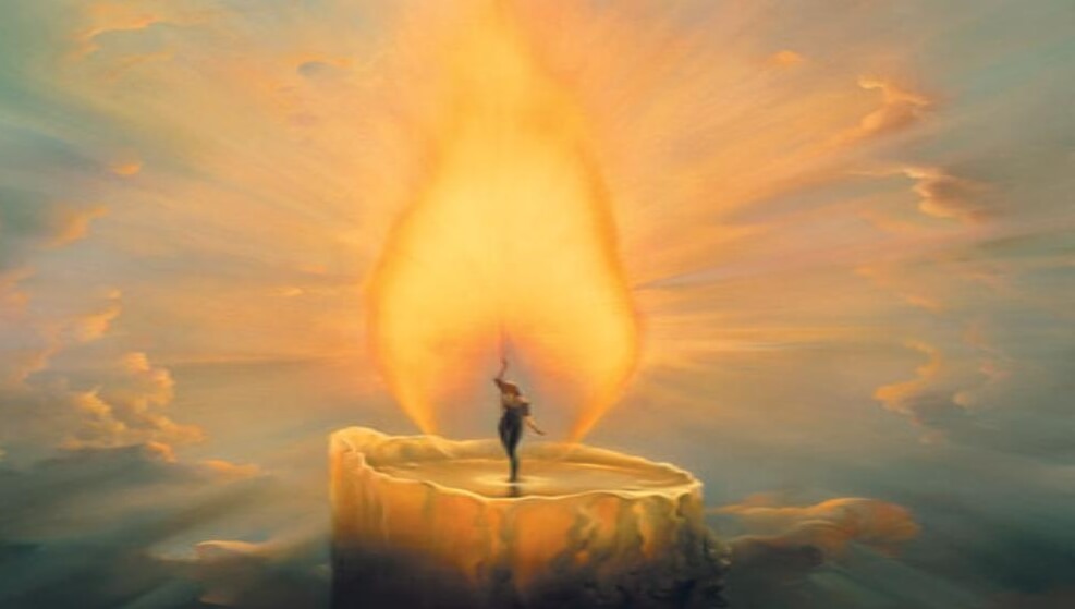 Kaars die de fabel van het zwarte schaap voorstelt