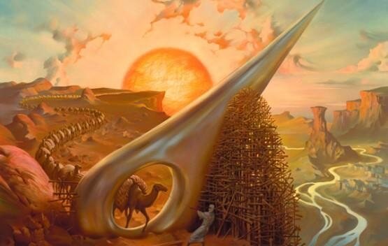 aguja gigante representando las frases de José Saramago