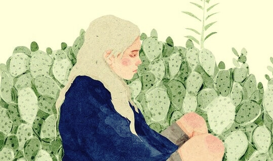 chica entre cactus pensando en cambiar de opinión