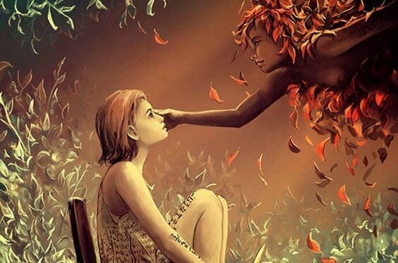 hombre acercándose a una joven simbolizando a quienes no se dejan ayudar