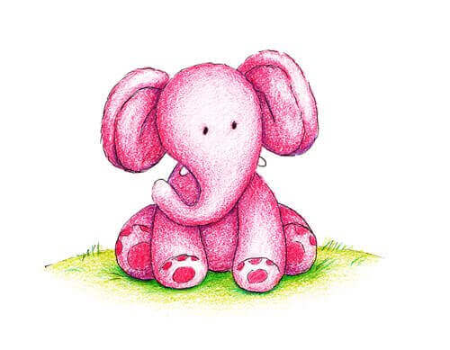 Elefante rosa pequeño