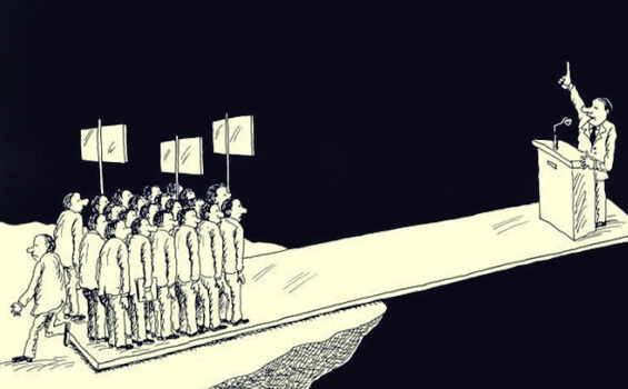 Grupo de personas representando el Efecto Bandwagon