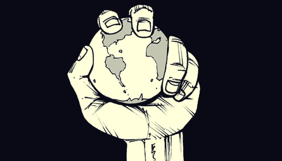 mano conteniendo planeta representando las frases de Michel Foucault