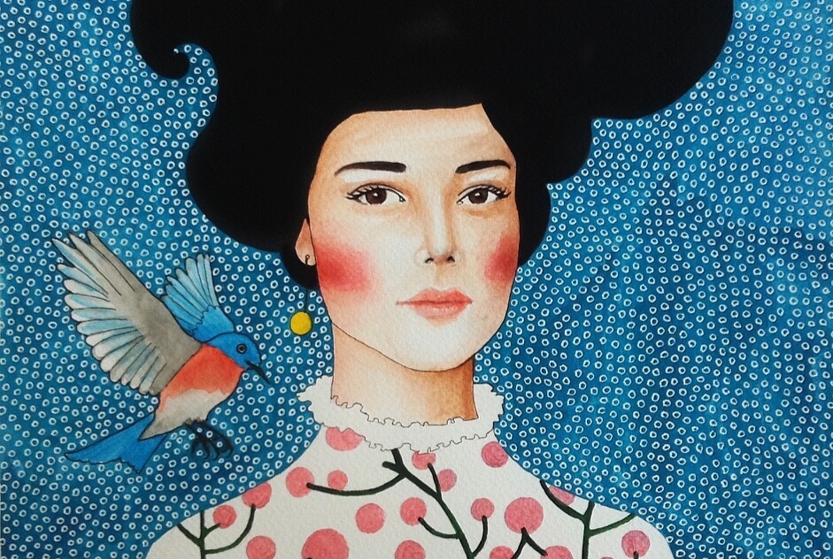 chica con pájaro en el hombro que representa tu poder para mejorar