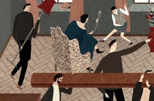 personas en una habitación representando cuando la familia estresa