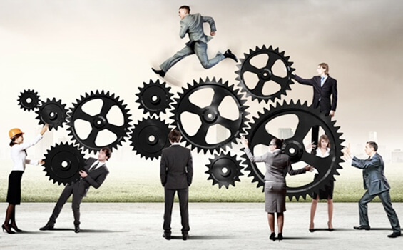 people turning gears