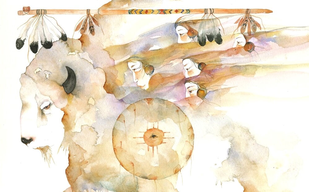 ilustración representando a la mujer del búfalo blanco