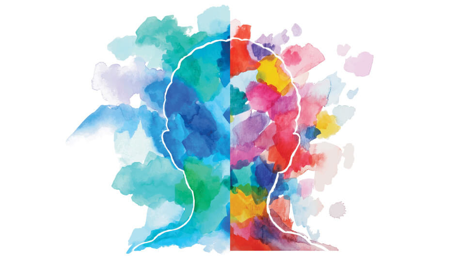 rostro envuelto en colores representando los test de personalidad