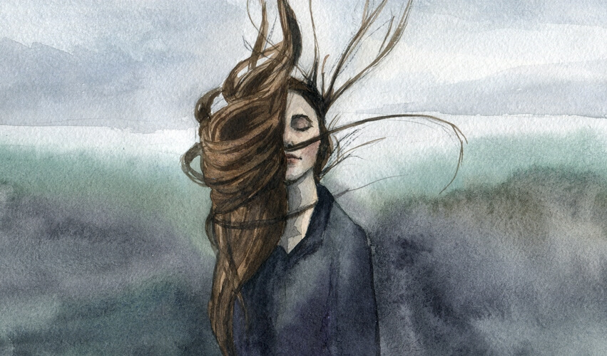 Chica con el pelo suelto pensando la inteligencia emocional para sanar