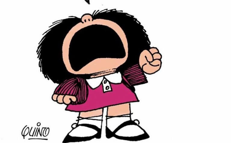 Mafalda gritando.