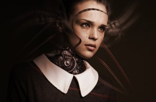 Mujer robot para explicar la teoría del valle inquietante