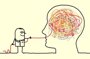 hombre sacando hilo representando la defusión cognitiva