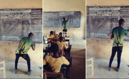 Actitud e inspiración: el profesor de Ghana que enseña informática con tiza y pizarra