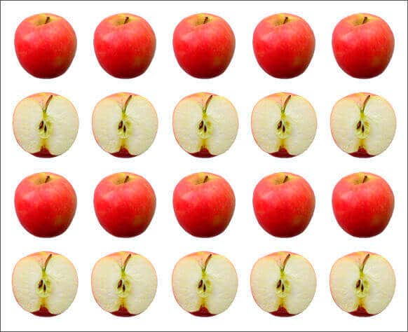 Manzanas enteras y medias