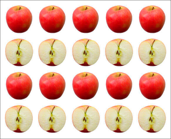 Manzanas enteras y medias
