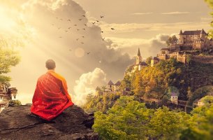 Monje budista meditando