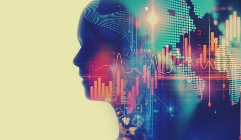 Rostro con procesos informáticos