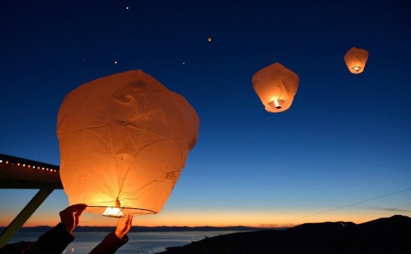 Globos en la noche simbolizando la regla de las tres "eses"