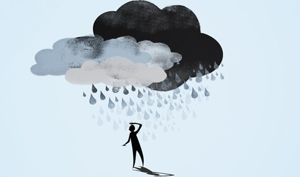 Hombre con nube representando la relación entre autoestima y depresión
