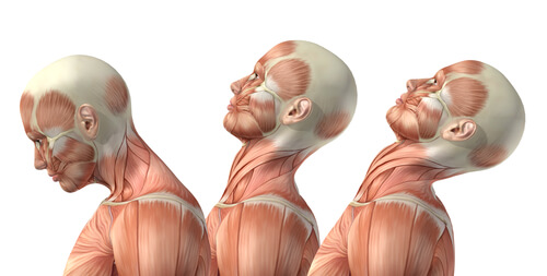 Hombre haciendo una flexión cervical