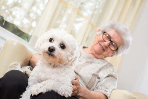 Mujer con Alzheimer con un perro