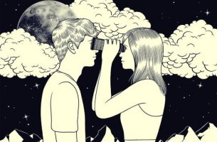 pareja mirándose con prismáticos simbolizando las frases de Giorgio Nardone