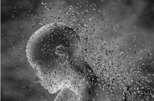 Perfil de la cabeza de una persona para representar el miedo de la panofobia