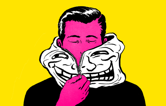 hombre representando el efecto de los trolls