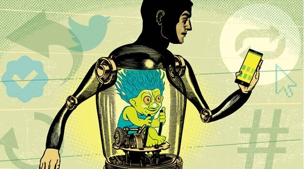 Hombre representando el comportamiento de los trolls y las microagresiones