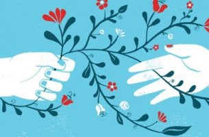 Mano con flores