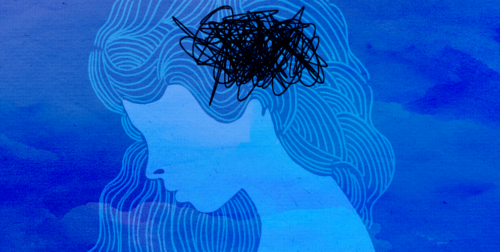 Mujer con borrón en la mente simbolizando la ira y depresión