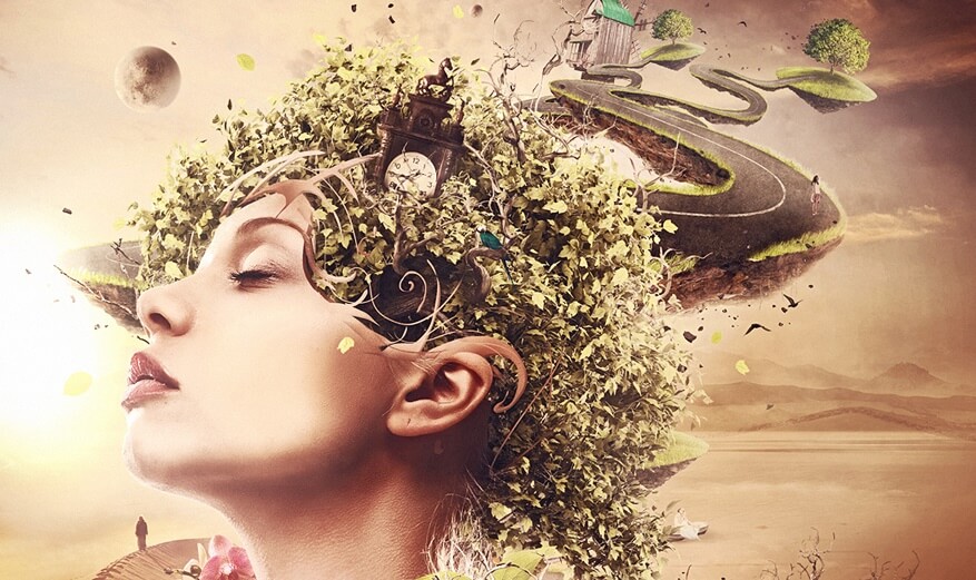 mujer con caminos y naturaleza simbolizando el sesgo de impacto