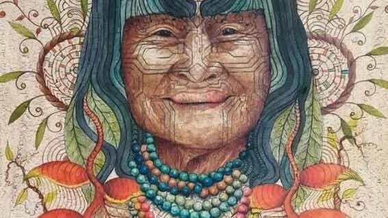 indigena con los efectos de la ayahuasca
