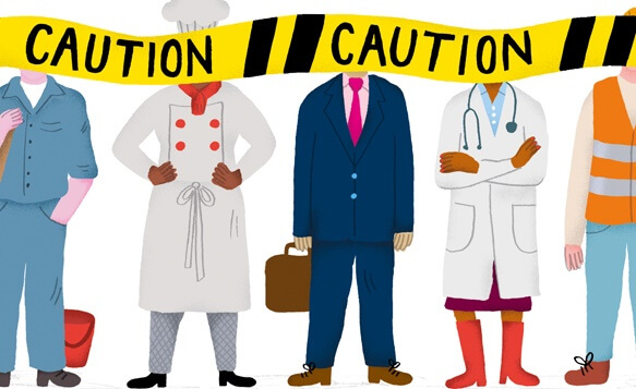 personas detrás de una cinta de precaución simbolizando el modo en que técnica que manejan las personas inteligentes a las personas tóxicas