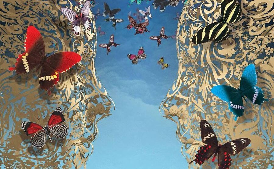 rostros con mariposas simbolizando las frases de Cicerón