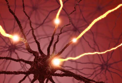 Neurona con impulsos eléctricos para representar el concepto de neurogénesis