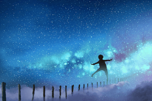 niño que va hacia las estrellas en mentalidad de crecimiento