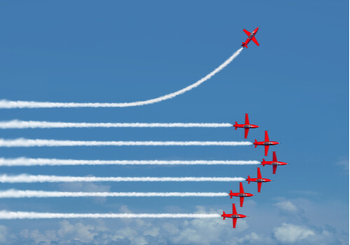 Aviones hacia la misma dirección excepto uno