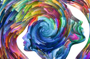 Perfil de dos cabezas de colores
