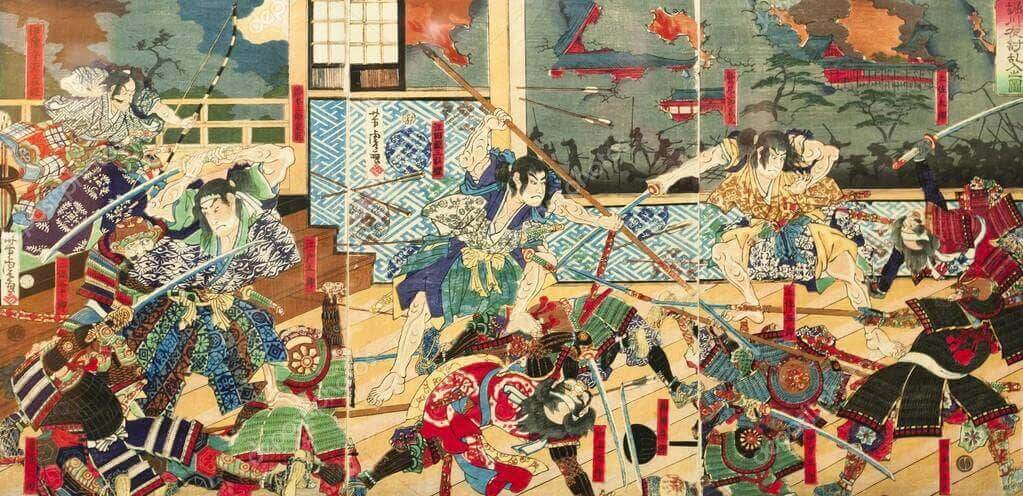 Batalla Samurai en la época feudal japonesa