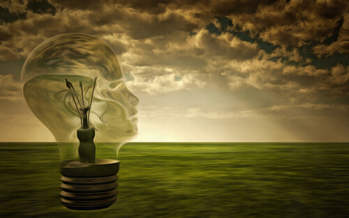 Lightbulb in the shape of a human head representing the power of inspiration