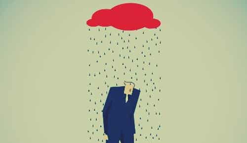 hombre con nube simbolizando los síntomas de depresión