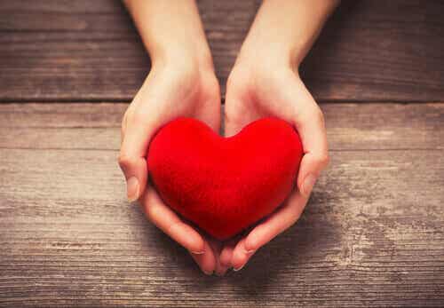 Manos ofreciendo un corazón para representar el acto de dar apoyo emocional