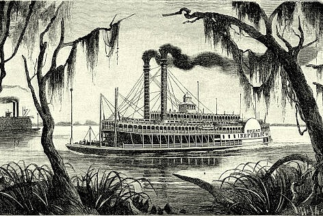 Clipper del Mississipi en los años de Mark Twain