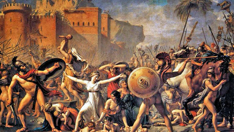 Cuadro de mujeres siendo atacadas