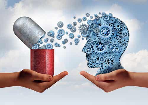 Antidepresivo liberando sustancia en el cerebro de la persona