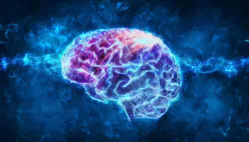 Cerebro iluminado para representar la psicofisiología