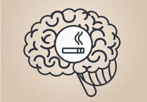 Bilde av en hjerne med rykende sigarett