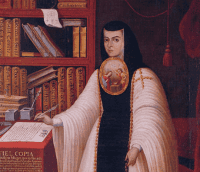 Sor Juana Inés escribiendo