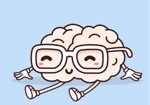 Cerebro con gafas riendo